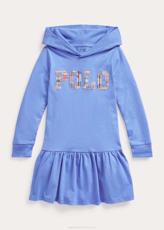 havneø blå børn Ralph Lauren hættekjole i bomuldsjersey med logo Z426B9960