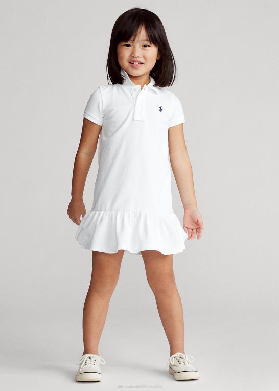 hvid børn Ralph Lauren polokjole i bomuldsnet Z426B6776