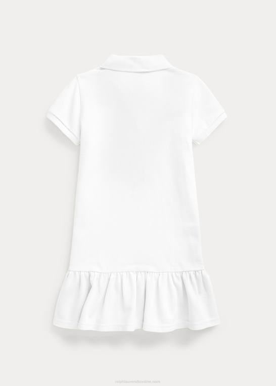 hvid børn Ralph Lauren polokjole i bomuldsnet Z426B6776