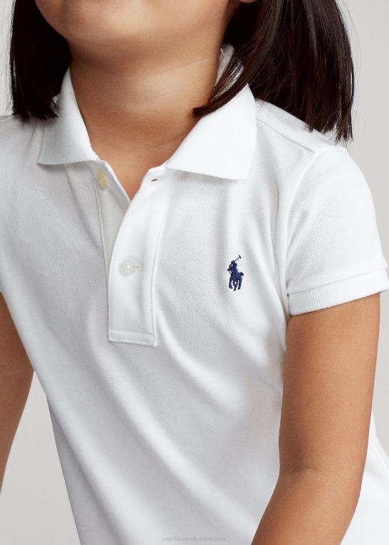 hvid børn Ralph Lauren polokjole i bomuldsnet Z426B6776