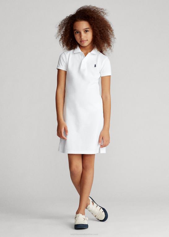 hvid børn Ralph Lauren polokjole i bomuldsnet Z426B7021