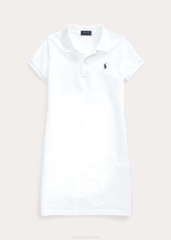 hvid børn Ralph Lauren polokjole i bomuldsnet Z426B7021