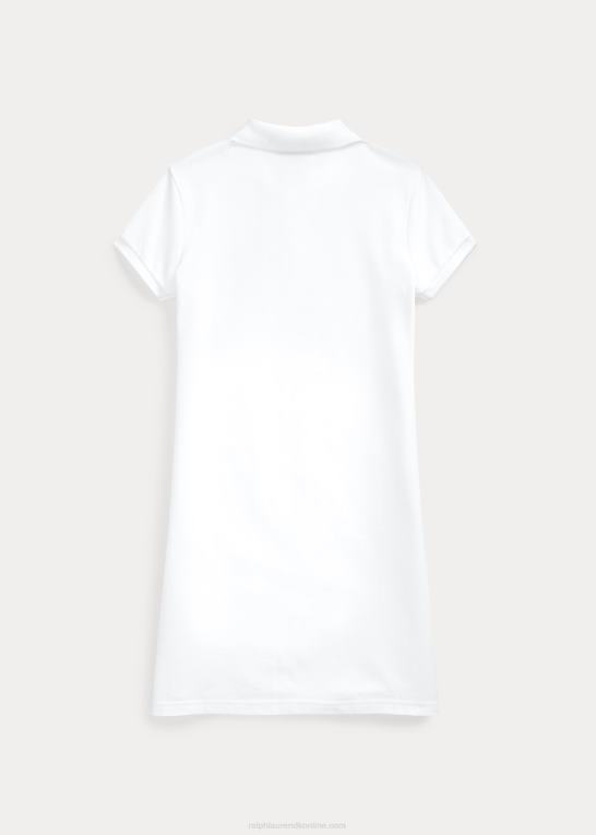 hvid børn Ralph Lauren polokjole i bomuldsnet Z426B7021