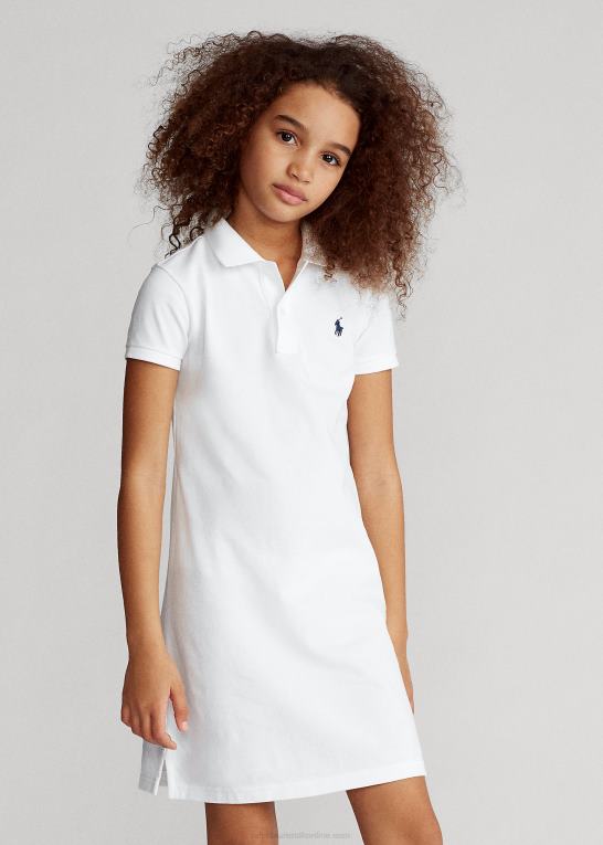 hvid børn Ralph Lauren polokjole i bomuldsnet Z426B7021