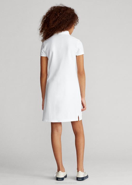 hvid børn Ralph Lauren polokjole i bomuldsnet Z426B7021