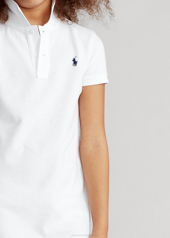 hvid børn Ralph Lauren polokjole i bomuldsnet Z426B7021
