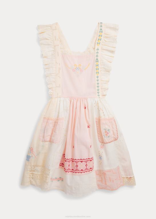hvid multi børn Ralph Lauren patchwork kjole i bomuldsblanding Z426B7082