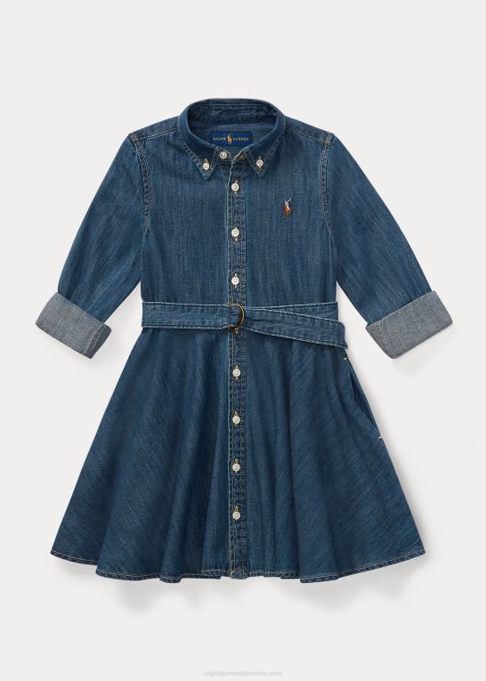 indigo børn Ralph Lauren skjortekjole i denim i bomuld med bælte Z426B6783
