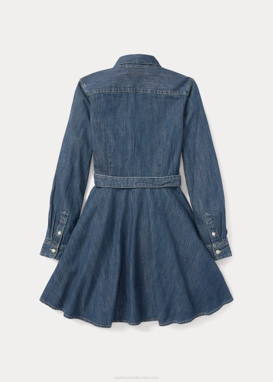 indigo børn Ralph Lauren skjortekjole i denim i bomuld med bælte Z426B6783