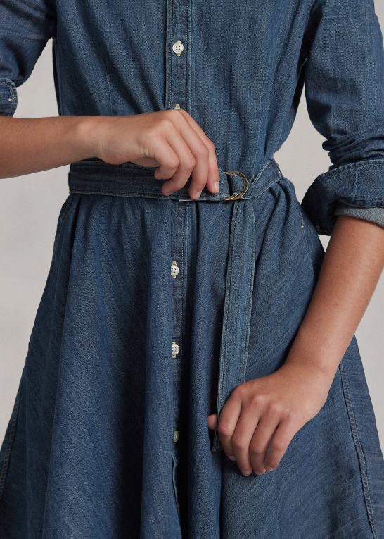 indigo børn Ralph Lauren skjortekjole i denim i bomuld med bælte Z426B7025