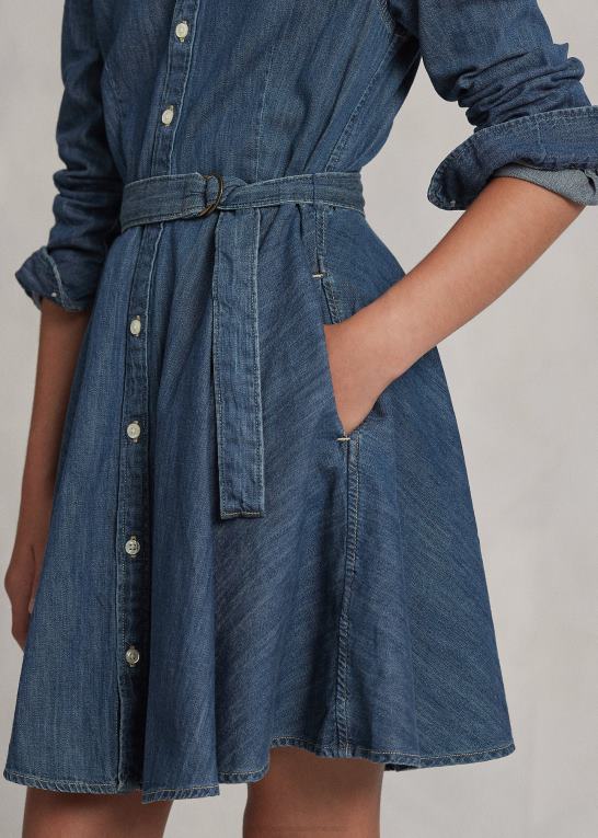 indigo børn Ralph Lauren skjortekjole i denim i bomuld med bælte Z426B7025