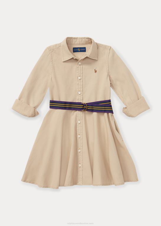kaki børn Ralph Lauren skjortekjole i bomulds chino med bælte Z426B6920