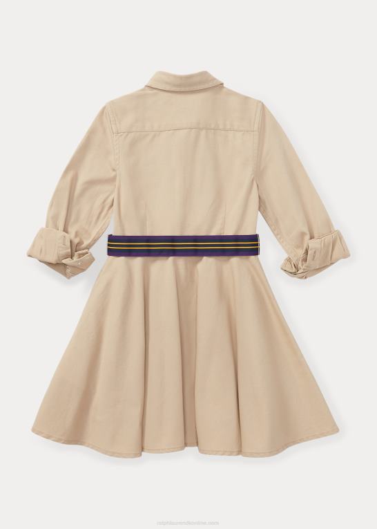 kaki børn Ralph Lauren skjortekjole i bomulds chino med bælte Z426B6920