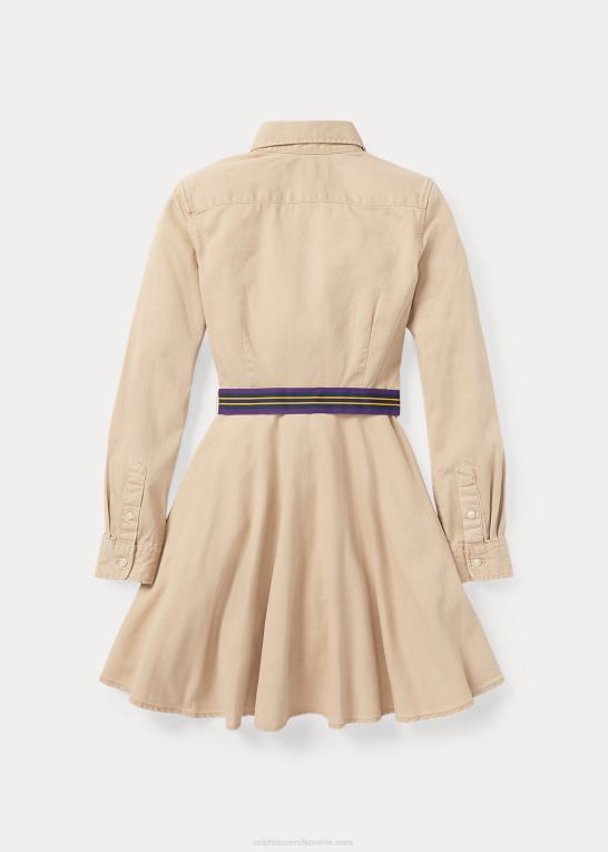 kaki børn Ralph Lauren skjortekjole i bomulds chino med bælte Z426B7024