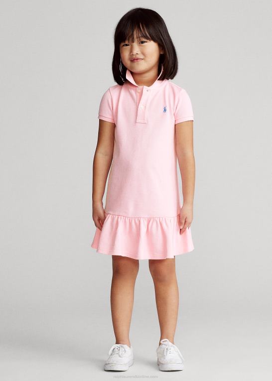 karmel pink børn Ralph Lauren polokjole i bomuldsnet Z426B6768