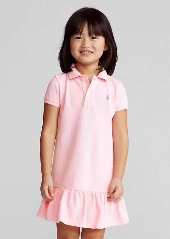 karmel pink børn Ralph Lauren polokjole i bomuldsnet Z426B6768