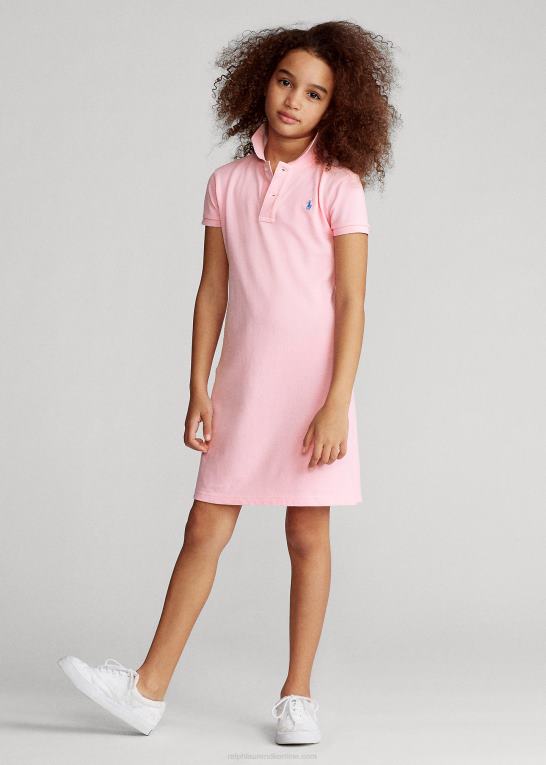 karmel pink børn Ralph Lauren polokjole i bomuldsnet Z426B7015