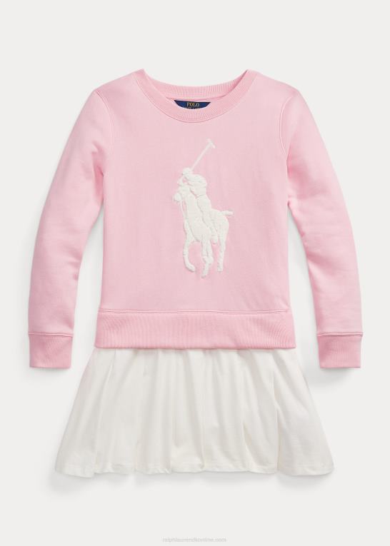 karmel pink børn Ralph Lauren stor pony fleece sweatshirtkjole Z426B6961