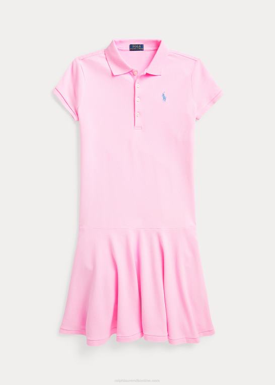 karmel pink børn Ralph Lauren stræk bomulds mesh polo kjole Z426B7035