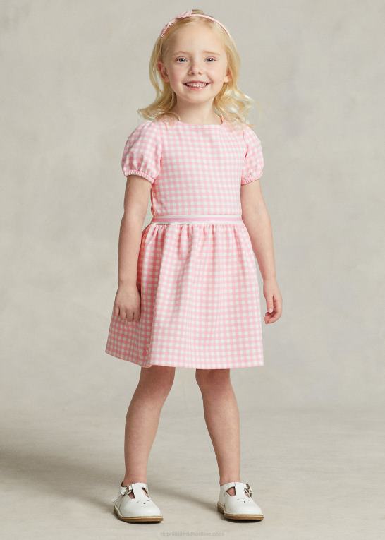 lyserød gingham børn Ralph Lauren gingham ponte kjole Z426B7347