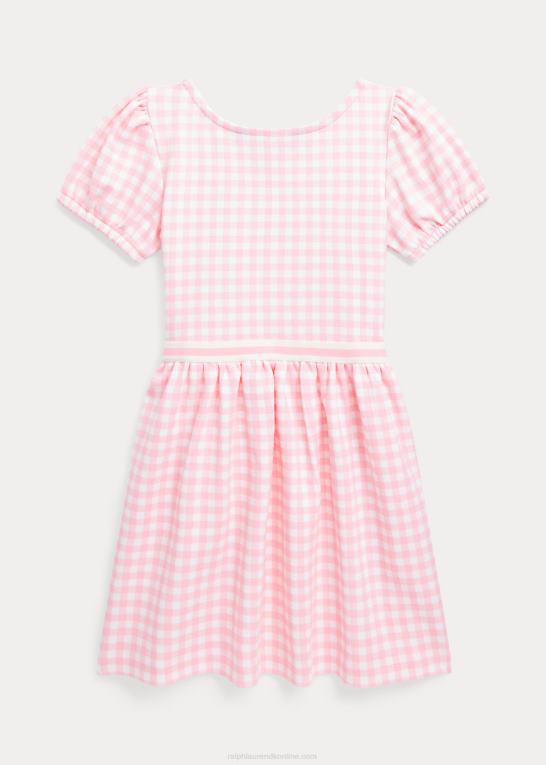 lyserød gingham børn Ralph Lauren gingham ponte kjole Z426B7347