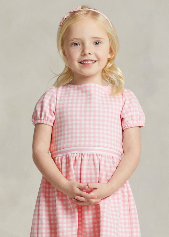 lyserød gingham børn Ralph Lauren gingham ponte kjole Z426B7347