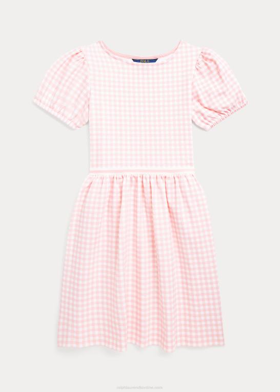 lyserød gingham børn Ralph Lauren gingham ponte kjole Z426B7535