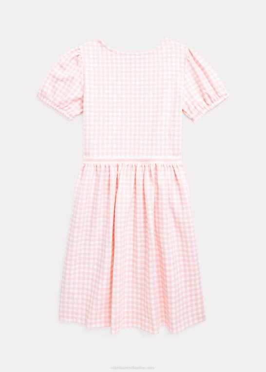 lyserød gingham børn Ralph Lauren gingham ponte kjole Z426B7535