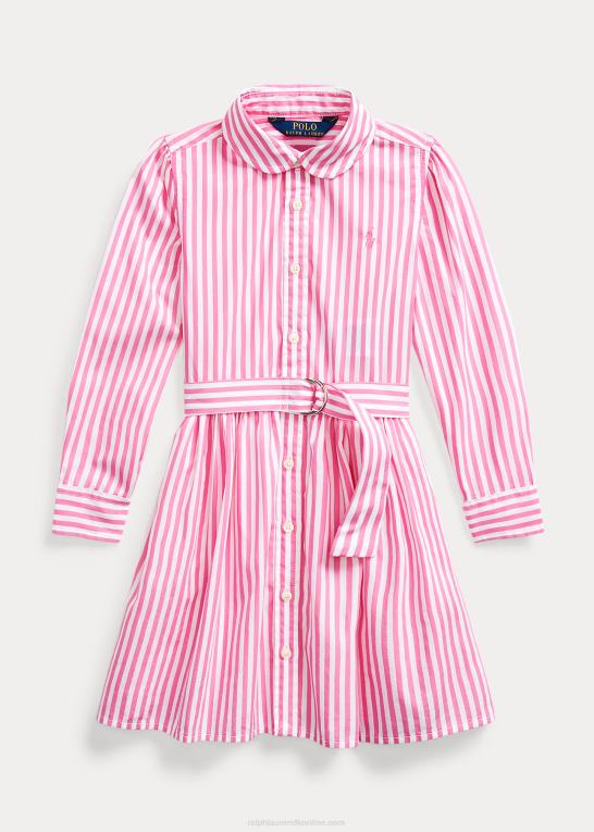 lyserød multi børn Ralph Lauren stribet skjortekjole i bomuld Z426B7479