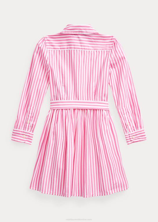 lyserød multi børn Ralph Lauren stribet skjortekjole i bomuld Z426B7479