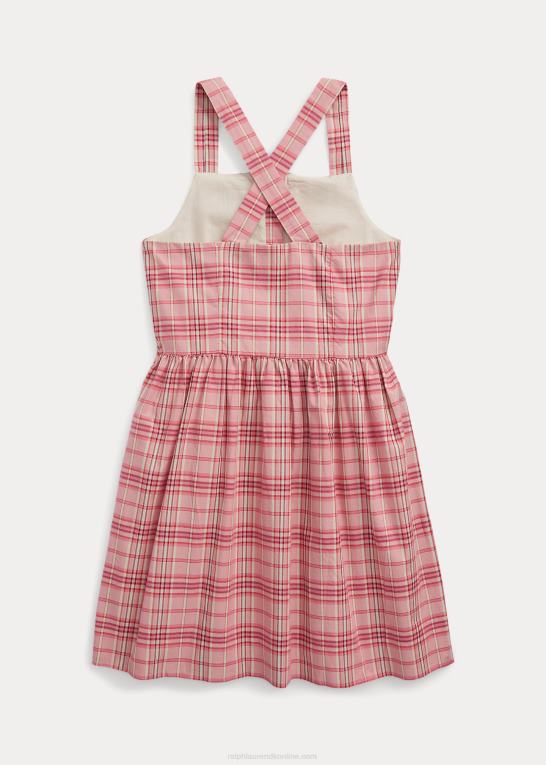 lyserød plaid børn Ralph Lauren plaid poplin kjole i bomuld Z426B6969