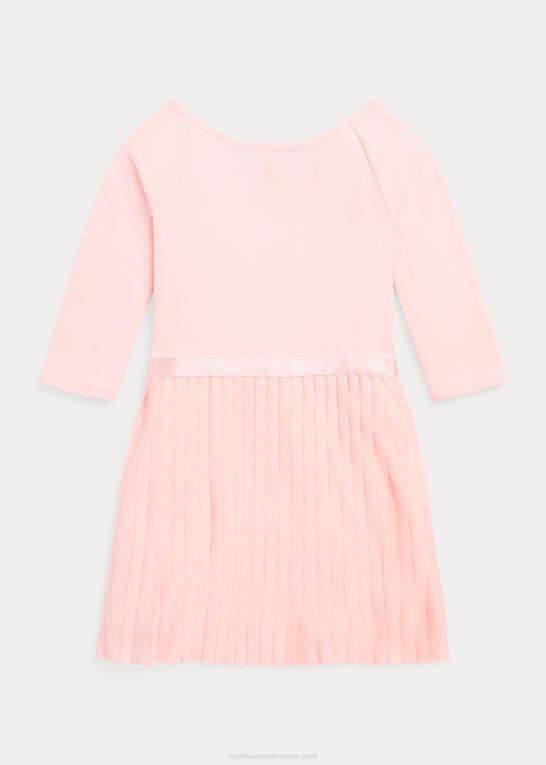 lyserødt sand børn Ralph Lauren plisseret stretch ponte-jersey kjole Z426B7422