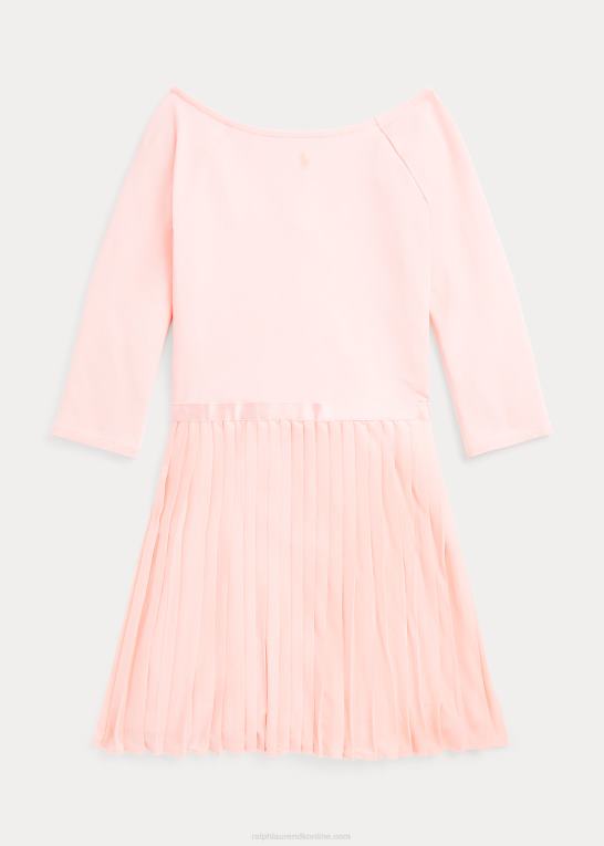 lyserødt sand børn Ralph Lauren plisseret stretch ponte-jersey kjole Z426B7598