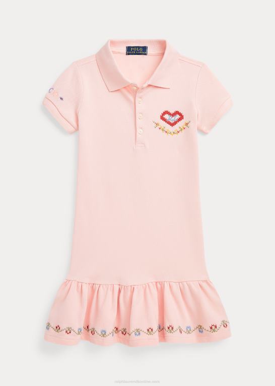 lyserødt sand børn Ralph Lauren polokjole i mesh Z426B7404