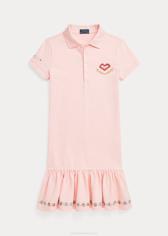 lyserødt sand børn Ralph Lauren polokjole i mesh Z426B7566
