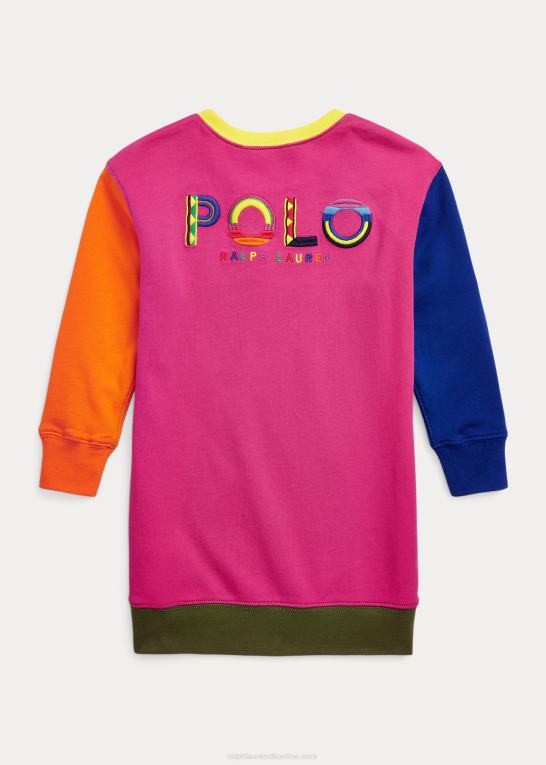 mørk salvie børn Ralph Lauren farveblokeret spa-frotté sweatshirtkjole Z426B9941