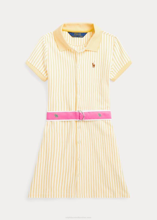 majs gul børn Ralph Lauren stribet oxford polokjole med bælte Z426B7372