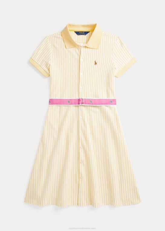 majs gul børn Ralph Lauren stribet oxford polokjole med bælte Z426B7522