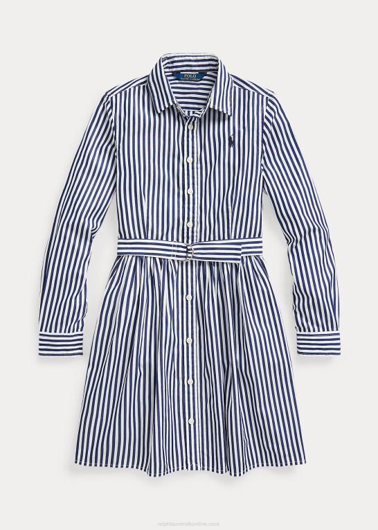 marineblå multi børn Ralph Lauren stribet skjortekjole i bomuld Z426B7634