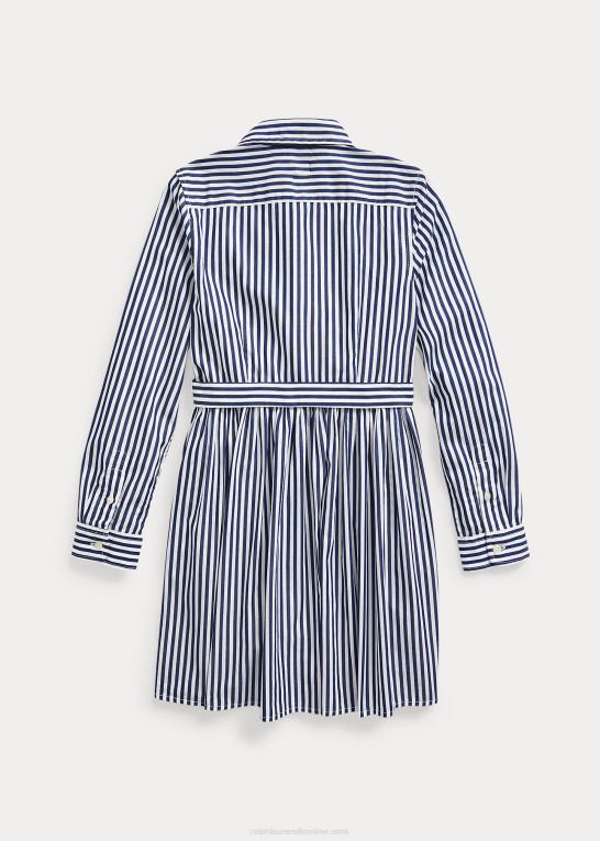 marineblå multi børn Ralph Lauren stribet skjortekjole i bomuld Z426B7634