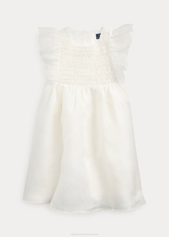 nevis børn Ralph Lauren smocket organza kjole i silke Z426B6781