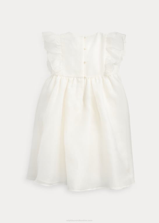 nevis børn Ralph Lauren smocket organza kjole i silke Z426B6781