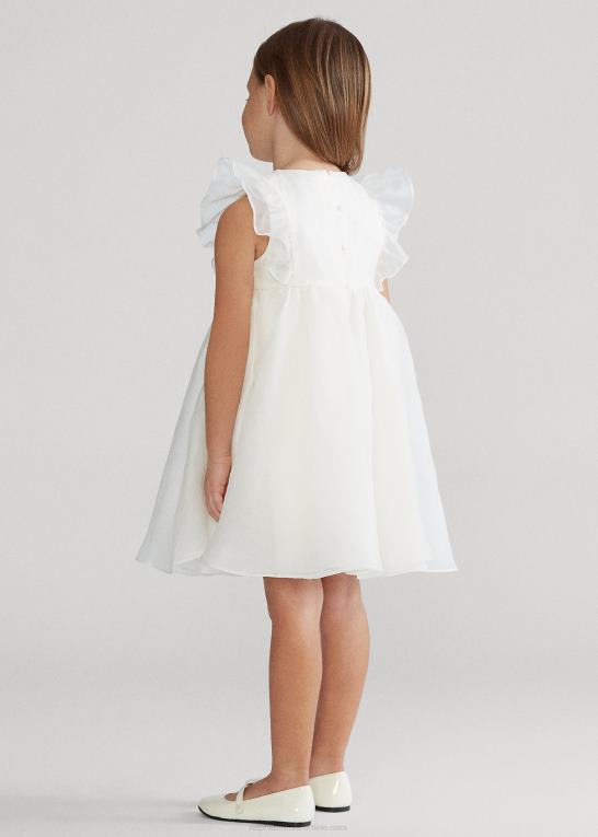 nevis børn Ralph Lauren smocket organza kjole i silke Z426B6781