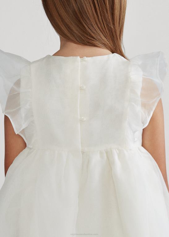 nevis børn Ralph Lauren smocket organza kjole i silke Z426B6781