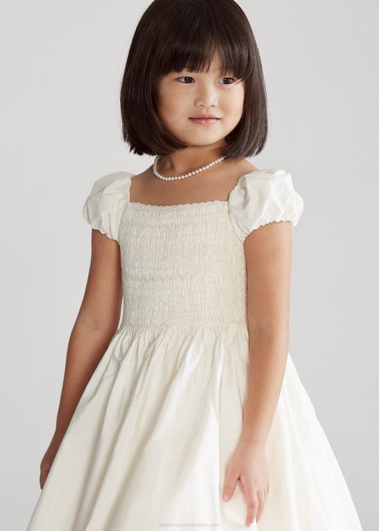 pergament creme børn Ralph Lauren smocket silkekjole Z426B6734