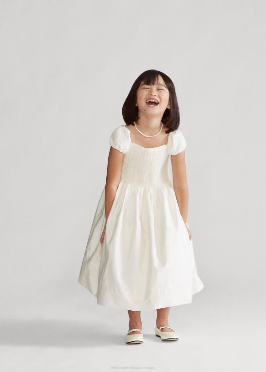 pergament creme børn Ralph Lauren smocket silkekjole Z426B6734