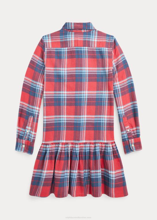 rød/blå multi børn Ralph Lauren plaid skjortekjole i bomuldstwill Z426B7631