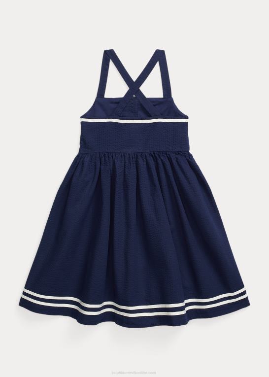 raffineret flåde børn Ralph Lauren anker bomuld seersucker kjole Z426B6859