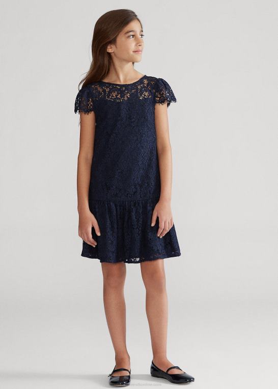 raffineret flåde børn Ralph Lauren blonde drop-talje kjole Z426B7510