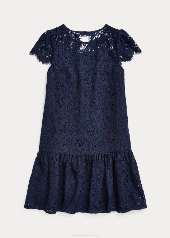 raffineret flåde børn Ralph Lauren blonde drop-talje kjole Z426B7510